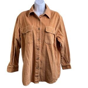Vintage Bradlee’s‎ Men's Brown Corduroy Shirt Size M Wide Wale Rugged Utility